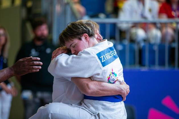 SPECIAL OLYMPICS - World Summer Games 2023 BERLIN,GERMANY,24.JUN.23 - SPECIAL OLYMPICS - World Summer Games 2023, judo. Image shows Sandra Zirbisegger (AUT) and Ingrid Grundner (AUT).  GEPAxpictures xGintarexKarpaviciute