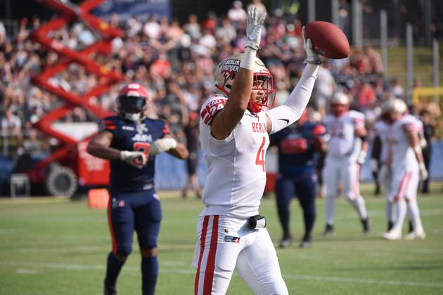 American Football, 2023 season, European League of Football ELF , Hamburg Sea Devils Berlin Thunder, Stadion Hoheluft Hamburg , 25 06 2023, 4 Gameweek Aaron Jackson 4, Berlin Thunder, WR For editorial use only Photo IMAGO Lobeca Roberto Seidel Hamburg Stadion Hoheluft, Lokstedter Steindamm 87 Hamburg Germany. Copyright: xIMAGO. Lobeca RobertoxSeidelx