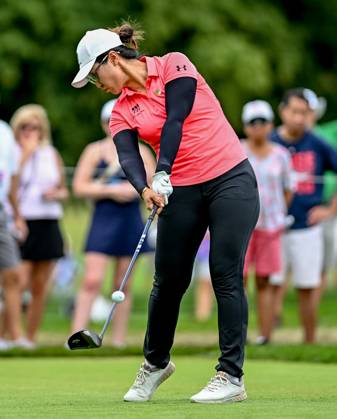 June 25, 2023, Springfield, NJ, USA: Xiyu Lin (CHN) hits a tee shot during the final round of the KPMG Womens Golf Championship at Baltusrol Golf Club in Springfield, NJ on June 25, 2023. Eclipse Sportswire CSM Springfield USA - ZUMAcs17 20230625_zaf_cs17_006 Copyright: xScottxSeriox