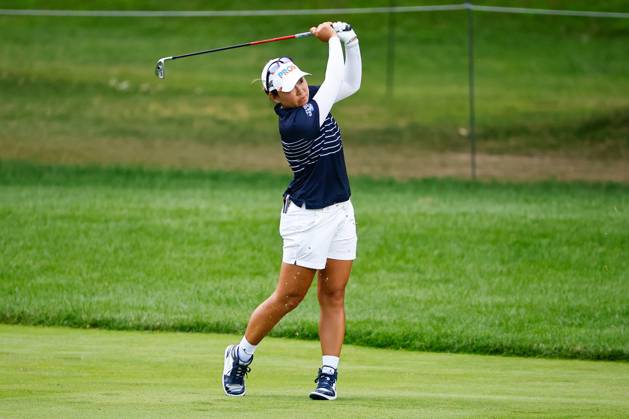 SPRINGFIELD, NJ - JUNE 25: Mina Harigae of the United States hits from the 5th fairway during the final round of the LPGA, Golf Damen KPMG Women™s PGA, Golf Herren Championship on June 25, 2023 at Baltusrol Golf Club (Lower Course) in Springfield, New Jersey. (Photo by Rich Graessle Icon Sportswire) GOLF: JUN 25 LPGA KPMG Women™s PGA Championship EDITORIAL USE ONLY Icon23062519107