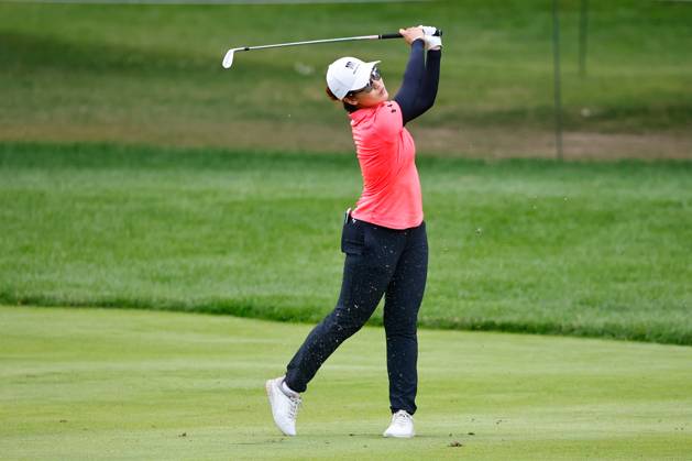 SPRINGFIELD, NJ - JUNE 25: Xiyu Lin of China plays from the 5th fairway during the final round of the LPGA, Golf Damen KPMG Women™s PGA, Golf Herren Championship on June 25, 2023 at Baltusrol Golf Club (Lower Course) in Springfield, New Jersey. (Photo by Rich Graessle Icon Sportswire) GOLF: JUN 25 LPGA KPMG Women™s PGA Championship EDITORIAL USE ONLY Icon23062519133