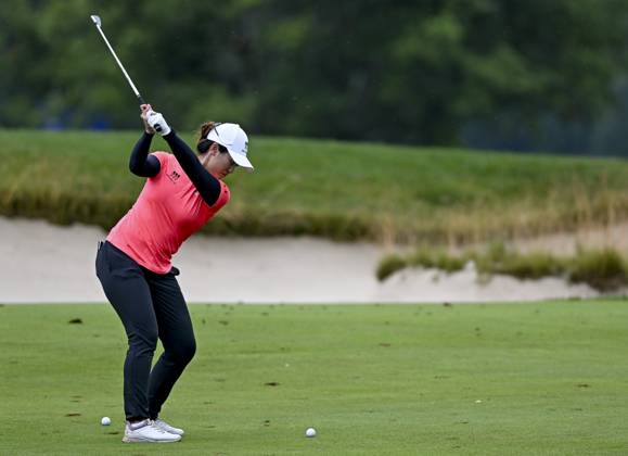 June 25, 2023, USA: Xiyu Lin (CHN) hits an approach shot during the final round of the KPMG Womens Golf Championship at Baltusrol Golf Club in Springfield, NJ on June 23, 2023. Scott Serio Eclipse Sportswire CSM USA - ZUMAcs17 20230625_zaf_cs17_018 Copyright: xx