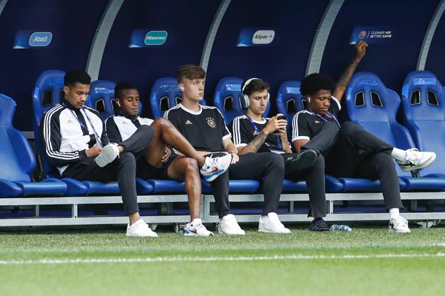 UEFA U21 European Championship, Germany England, 3 group match, 28 06 2023, Batumi from left Tan Kenneth SCHMIDT 3, Germany, SC Freiburg , Youssoufa MOUKOKO 11, Germany, Borussia Dortmund , Luca NETZ 22, Germany, Borussia Moenchengladbach , Denis HUSEINBASIC 18, Germany, 1 FC Koeln , Jessic NGANKAM 20, Germany, Hertha BSC , UEFA European Under-21 Football Championship in Romania and Georgia, Germany England, 3 group match, 28 06 2023, Batumi Copyright: xBEAUTIFULxSPORTS Meuselx