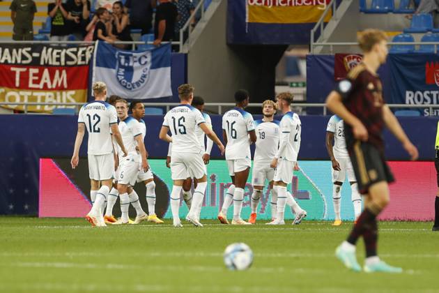 UEFA European Under-21 Championship, Germany England, 3 group match, 28 06 2023, Batumi The England team celebrates the second goal by Harvey ELLIOTT 19, England , UEFA European Under-21 Football Championship in Romania and Georgia, Germany England, 3 group match, 28 06 2023, Batumi Copyright: xBEAUTIFULxSPORTS Meuselx