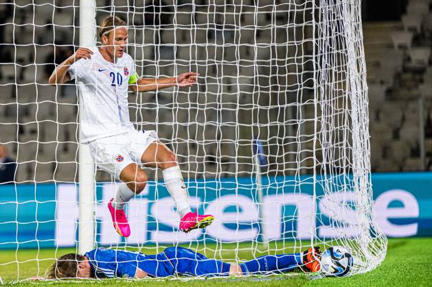 230628 Erik Botheim of Norway celebrates after scoring the 0 1 goal during the UEFA European Under 21 Championship group stage football match between Italy and Norway on June 28, 2023 in Cluj Napoca Photo Marius Simensen BILDBYRAN COP 238 MM0023 bbeng euro under 21 football fotball fotboll italia jubel norge norway soccer taly u21 u21 em uefa european under 21 championship  Copyright: MARIUSxSIMENSEN BB230628BB312