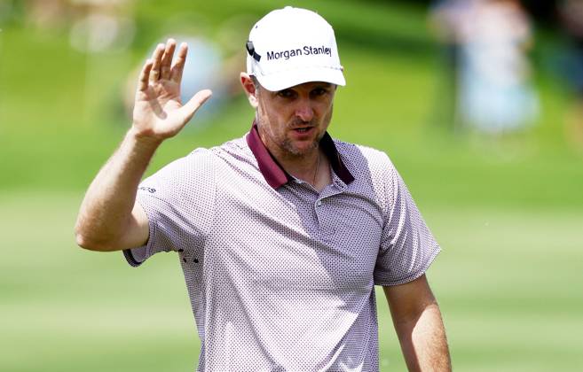 Mandatory Credit: Photo by James Marsh Shutterstock (13987420bx) Justin Rose of England holes a birdie putt on the 9th green, his last hole. Betfred British Masters, Day One, Golf, The Belfry Golf Club, Sutton Coldfield, UK - 29 Jun 2023 Betfred British Masters, Day One, Golf, The Belfry Golf Club, Sutton Coldfield, UK - 29 Jun 2023  Copyright: xJamesxMarsh Shutterstockx 13987420bx