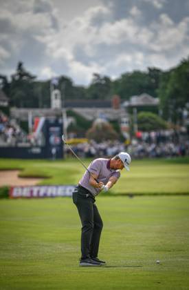 29th June 2023; The Belfry, Sutton Coldfield, West Midlands, England: Betfred British Masters Golf, Day 1; Justin Rose plays an approach to the 18th green  ActionPlus12524866 GodfreyxPitt