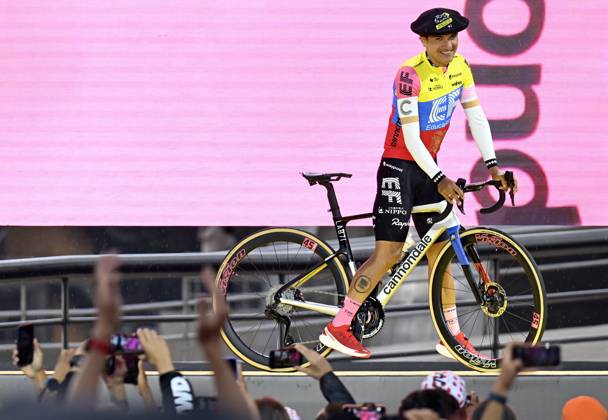 Ecuadorian Richard Carapaz of EF Education-EasyPost pictured during the team presentation ahead of the 110th edition of the Tour de France cycling race, in Bilbao, Spain, Thursday 29 June 2023. This year s Tour de France takes place from 01 to 23 July 2023 and starts with three stages in Spain. DIRKxWAEM x69691877x