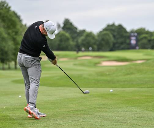 2nd July 2023; The Belfry, Sutton Coldfield, West Midlands, England: Betfred British Masters Golf, Day 4; Connor Syme hits a wood to the 15th green  ActionPlus12526207 GodfreyxPitt