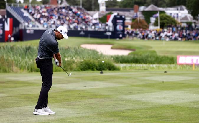 Mandatory Credit: Photo by James Marsh Shutterstock (13987427p) Gunner Wiebe of USA on the 18th hole. Betfred British Masters, Day Four, Golf, The Belfry Golf Club, Sutton Coldfield, UK - 02 Jul 2023 Betfred British Masters, Day Four, Golf, The Belfry Golf Club, Sutton Coldfield, UK - 02 Jul 2023 Copyright: xJamesxMarsh Shutterstockx 13987427p