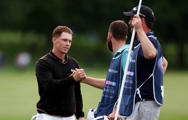 Mandatory Credit: Photo by James Marsh Shutterstock (13987427z) Daniel Hillier of New Zealand celebrates holing a putt on the 18th hole. Betfred British Masters, Day Four, Golf, The Belfry Golf Club, Sutton Coldfield, UK - 02 Jul 2023 Betfred British Masters, Day Four, Golf, The Belfry Golf Club, Sutton Coldfield, UK - 02 Jul 2023 Copyright: xJamesxMarsh Shutterstockx 13987427z