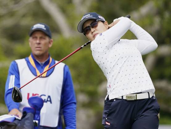 Golf: U.S. Women s Open Nasa Hataoka of Japan hits off the third tee during the second round of the U.S. Women s Open at Pebble Beach Golf Links in Pebble Beach, California, on July 7, 2023.  A14AA0001663372P  