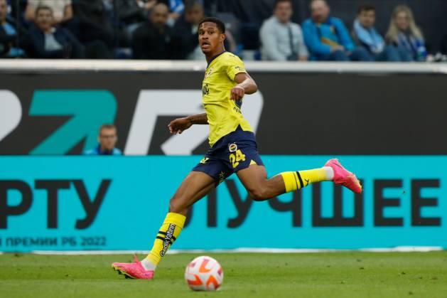 Zenit St. Petersburg v Fenerbahce SK - Pari Match Premier Jayden Oosterwolde of Fenerbahce in action during the Pari Match Premier tournament match between FC Zenit Saint Petersburg and Fenerbahce SK on July 9, 2023 at Gazprom Arena in Saint Petersburg, Russia. Saint Petersburg Russia Copyright: xMikexKireevx originalFilename:kireev-zenitstp230709_npm4J