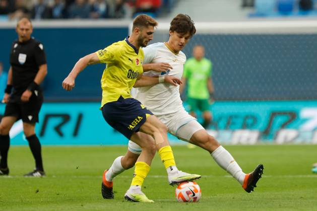 Zenit St. Petersburg v Fenerbahce SK - Pari Match Premier Dmitry Vasiliev (R) of Zenit St. Petersburg and Ismail Yuksek of Fenerbahce vie for the ball during the Pari Match Premier tournament match between FC Zenit Saint Petersburg and Fenerbahce SK on July 9, 2023 at Gazprom Arena in Saint Petersburg, Russia. Saint Petersburg Russia Copyright: xMikexKireevx originalFilename:kireev-zenitstp230709_np3wG