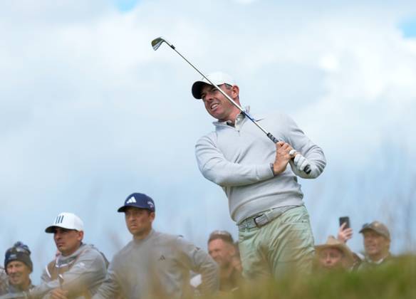 Mandatory Credit: Photo by Stuart Wallace Shutterstock (14003893c) Rory McElroy plays his tee shot at the 8th hole. Genesis Scottish Open, Day One, Golf, The Renaissance Club, North Berwick, UK - 13 Jul 2023 Genesis Scottish Open, Day One, Golf, The Renaissance Club, North Berwick, UK - 13 Jul 2023 Copyright: xStuartxWallace Shutterstockx 14003893c