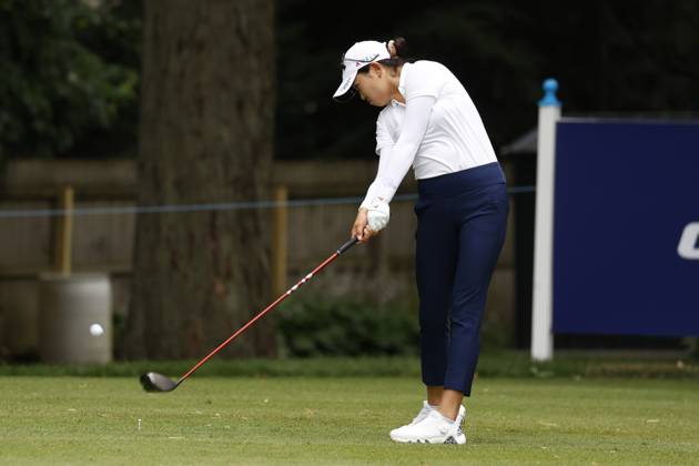 SYLVANIA, OH - JULY 13: LPGA, Golf Damen golfer Rose Zhang hits her tee shot on the 12th hole during the first round of the Dana Open on July 13, 2023, at Highland Meadows Golf Club in Sylvania, Ohio. (Photo by Brian Spurlock Icon Sportswire) GOLF: JUL 13 LPGA Dana Open EDITORIAL USE ONLY Icon230713005