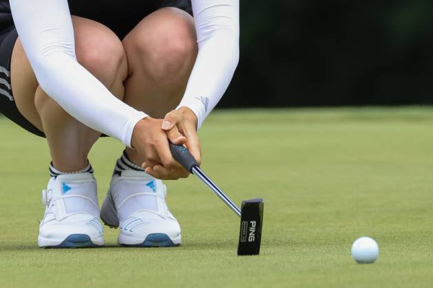 SYLVANIA, OH - JULY 13: Hinako Shibuno, of Japan, (not pictured) lines up her put on the 18th green during the first round of the LPGA, Golf Damen Dana Open on July 13, 2023 at Highland Meadows Golf Club in Sylvania, Ohio. (Photo by Scott W. Grau Icon Sportswire) GOLF: JUL 13 LPGA Dana Open EDITORIAL USE ONLY Icon23071383