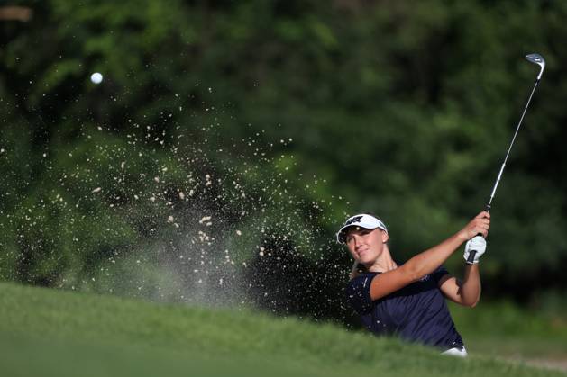 Dana Open Ellinor Sudow of Sweden hits out of the bunker toward the 18th green during Day One of the Dana Open at Highland Meadows Golf Club in Sylvania, Ohio USA, on Thursday, July 13, 2023. Sylvania Ohio United States  Copyright: xJorgexLemusx originalFilename:lemus-danaopen230713_npw7r.jpg