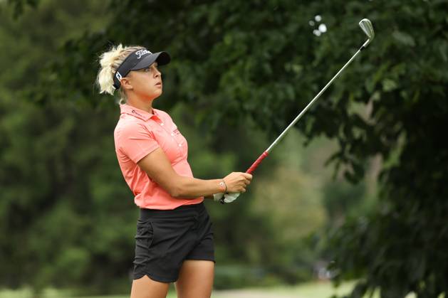 Dana Open Pauline Roussin of France tees off on the 2nd hole on Day One of the Dana Open at Highland Meadows Golf Club in Sylvania, Ohio USA, on Thursday, July 13, 2023. Sylvania Ohio United States  Copyright: xJorgexLemusx originalFilename:lemus-danaopen230713_np9Q8.jpg