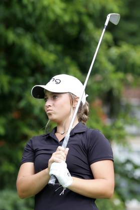 SYLVANIA, OH - JULY 15: Amateur Mia Hammond plays her tee shot on the 14th hole during the third round of the Dana Open on July 15, 2023, at Highland Meadows Golf Club in Sylvania, Ohio. (Photo by Brian Spurlock Icon Sportswire) GOLF: JUL 15 LPGA, Golf Damen Dana Open EDITORIAL USE ONLY Icon230715085