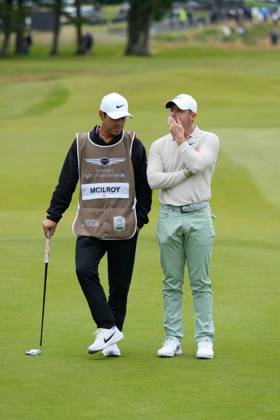 Mandatory Credit: Photo by Stuart Wallace Shutterstock (14003901ac) Rory McIlroy (NIR) on the 1st green with caddie Harry Diamond during the final round. Genesis Scottish Open, Day Four, Golf, The Renaissance Club, North Berwick, UK - 16 Jul 2023 Genesis Scottish Open, Day Four, Golf, The Renaissance Club, North Berwick, UK - 16 Jul 2023 Copyright: xStuartxWallace Shutterstockx 14003901ac