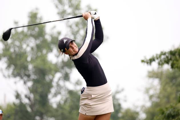SYLVANIA, OH - JULY 15: LPGA, Golf Damen golfer Linn Grant plays her tee shot on the 5th hole during the final round of the Dana Open on July 16, 2023, at Highland Meadows Golf Club in Sylvania, Ohio. (Photo by Brian Spurlock Icon Sportswire) GOLF: JUL 15 LPGA Dana Open EDITORIAL USE ONLY Icon230716006