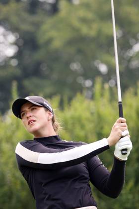 SYLVANIA, OH - JULY 15: LPGA, Golf Damen golfer Linn Grant plays her tee shot on the 4th hole during the final round of the Dana Open on July 16, 2023, at Highland Meadows Golf Club in Sylvania, Ohio. (Photo by Brian Spurlock Icon Sportswire) GOLF: JUL 15 LPGA Dana Open EDITORIAL USE ONLY Icon230716014