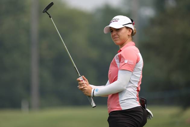 Dana Open Stephanie Kyriacou of Australia reacts after missing a putt on the 9th green during the final round of the Dana Open at Highland Meadows Golf Club in Sylvania, Ohio USA, on Sunday, July 16, 2023. Sylvania Ohio United States  Copyright: xJorgexLemusx originalFilename:lemus-danaopen230716_npc1F.jpg