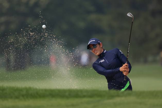 Dana Open Maria Fassi of Mexico hits out of the bunker toward the 17th green during the final round of the Dana Open at Highland Meadows Golf Club in Sylvania, Ohio USA, on Sunday, July 16, 2023. Sylvania Ohio United States  Copyright: xJorgexLemusx originalFilename:lemus-danaopen230716_np60f.jpg