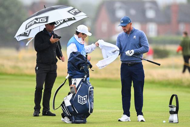 Mandatory Credit: Photo by Greig Cowie Shutterstock (14012011de) Bryson DeChambeau on the 16th fairway The British Open Championship, Practice, Golf, Royal Liverpool Golf Club, Liverpool, UK - 17 Jul 2023 The British Open Championship, Practice, Golf, Royal Liverpool Golf Club, Liverpool, UK - 17 Jul 2023 Copyright: xGreigxCowie Shutterstockx 14012011de