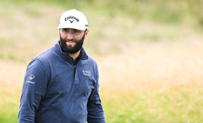 Mandatory Credit: Photo by Greig Cowie Shutterstock (14012011dy) Jon Rahm on the 13th Green The British Open Championship, Practice, Golf, Royal Liverpool Golf Club, Liverpool, UK - 17 Jul 2023 The British Open Championship, Practice, Golf, Royal Liverpool Golf Club, Liverpool, UK - 17 Jul 2023 Copyright: xGreigxCowie Shutterstockx 14012011dy