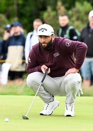 Mandatory Credit: Photo by Greig Cowie Shutterstock (14013394u) Jon Rahm on the 4th Green The British Open Championship, Practice, Golf, Royal Liverpool Golf Club, Liverpool, UK - 19 Jul 2023 The British Open Championship, Practice, Golf, Royal Liverpool Golf Club, Liverpool, UK - 19 Jul 2023 Copyright: xGreigxCowie Shutterstockx 14013394u