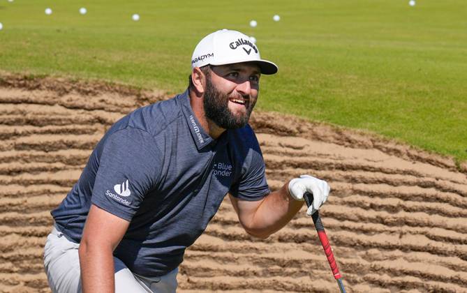 Mandatory Credit: Photo by Dave Shopland Shutterstock (14014730ao) Spain s John Rahm practicing bunker shots The British Open Championship, Practice, Golf, Royal Liverpool Golf Club, Liverpool, UK - 19 Jul 2023 The British Open Championship, Practice, Golf, Royal Liverpool Golf Club, Liverpool, UK - 19 Jul 2023 Copyright: xDavexShopland Shutterstockx 14014730ao