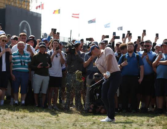 20th July 2023; Royal Liverpool Golf Club, Hoylake, Merseyside, England: The Open Championship Round 1; Rory McIlroy (NIR) plays a recovery shot surrounded by the gallery from the rough on the 2nd hole  ActionPlus12532862 DavidxBlunsden