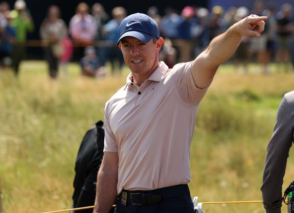 20th July 2023; Royal Liverpool Golf Club, Hoylake, Merseyside, England: The Open Championship Round 1 : Rory McIlroy (NIR) asks marshals to move spectators before he can play his second shot from the rough on the 2nd hole  ActionPlus12532859 DavidxBlunsden