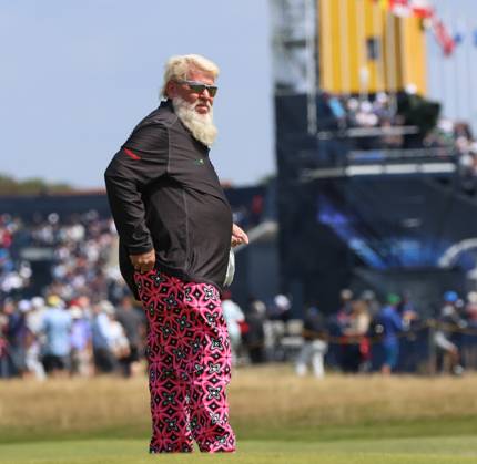 American John Daly on the 1st fairway on the first day at the 151st Open Championship at Royal Liverpool Golf Club in Hoylake, England on Thursday, July 20, 2023.  LON2023072059 HUGOxPHILPOTT