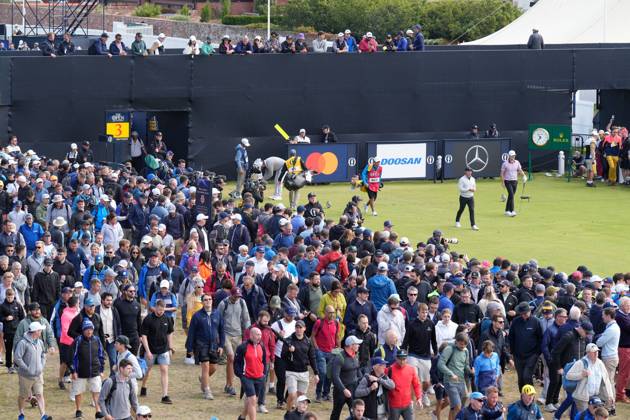 Mandatory Credit: Photo by Dave Shopland Shutterstock (14015628e) View of 3rd tee with Rory Mcllroy,Justin Rose and Jon Rahm playing The British Open Championship, Day Two, Golf, Royal Liverpool Golf Club, Liverpool, UK - 21 Jul 2023 The British Open Championship, Day Two, Golf, Royal Liverpool Golf Club, Liverpool, UK - 21 Jul 2023 Copyright: xDavexShopland Shutterstockx 14015628e