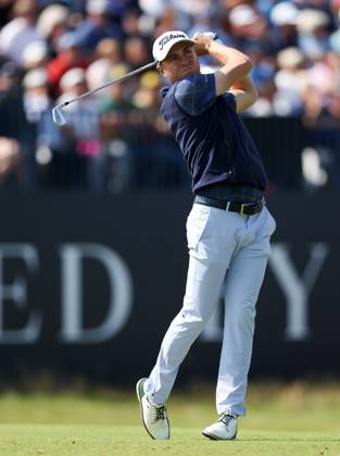 20th July 2023; Royal Liverpool Golf Club, Hoylake, Merseyside, England: The Open Championship Round 1; Justin Thomas (USA) hits a long iron from the tee at the 4th hole  ActionPlus12533054 DavidxBlunsden