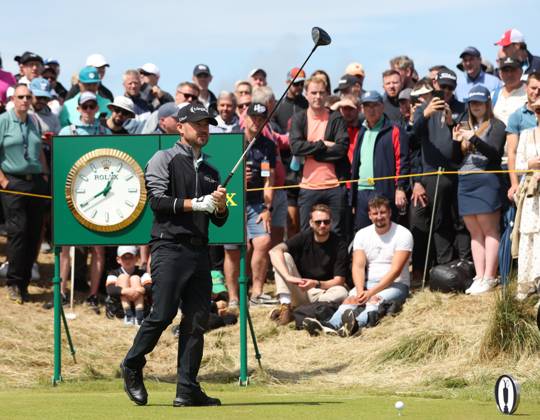 21st July 2023; Royal Liverpool Golf Club, Hoylake, Merseyside, England: The Open Championship Round 2 ; Brian Harman (USA) prepares to hit his tee shot at the 15th hole  ActionPlus12533105 DavidxBlunsden