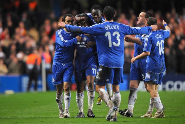 UEFA Champions League Soccer match, Semi Final, Chelsea vs Liverpool Chelsea soccer players celebrate the third goal during the UEFA Champions League Soccer match, Semi Final, Second Leg, Chelsea vs Liverpool at the Stamford Bridge in London, UK on April 30, 2008. Chelsea won 3-2. Chelsea reach his first Champions League final. Photo by Steeve McMay Cameleon ABACAPRESS.COM London - Copyright: xMcMayxSteve ABACAx 151133_25 McMayxSteve ABACAx 151133_25