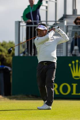 29th July 2023; Royal Porthcawl, Porthcawl, Bridgend, Wales: Senior Open Championship, Round 3; Korea& x2019;s K J CHOI tees off at the first.  ActionPlus12536826 DanxMinto