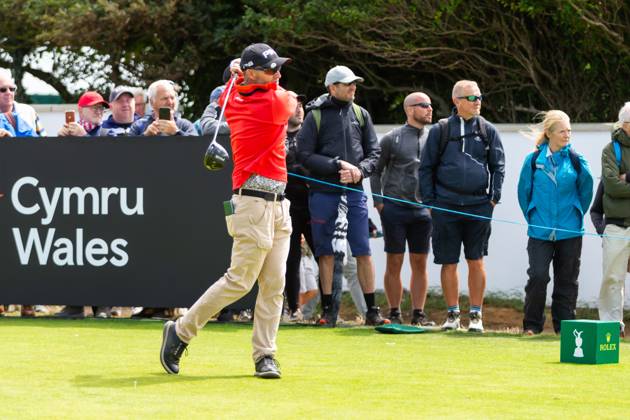 29th July 2023; Royal Porthcawl, Porthcawl, Bridgend, Wales: Senior Open Championship, Round 3; Paul STREETER of England drives from the first tee.  ActionPlus12536834 DanxMinto