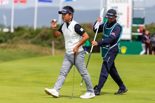29th July 2023; Royal Porthcawl, Porthcawl, Bridgend, Wales: Senior Open Championship, Round 3; Japan& x2019;s Hiroyuki FUJITA walks off the 14th green.  ActionPlus12536839 DanxMinto