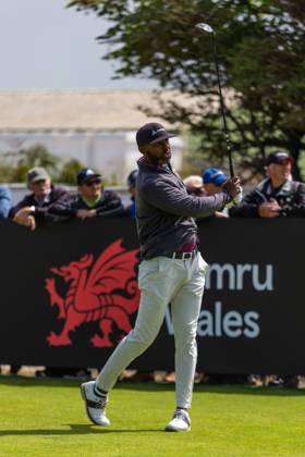 29th July 2023; Royal Porthcawl, Porthcawl, Bridgend, Wales: Senior Open Championship, Round 3; USA& x2019;s Timothy O& x2019;NEAL in action on the first tee.  ActionPlus12536840 DanxMinto