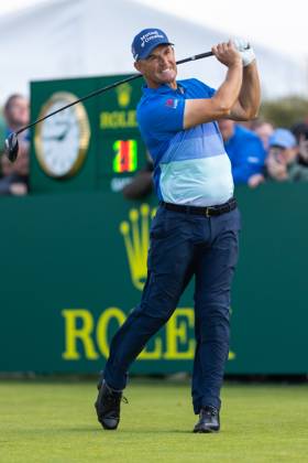 29th July 2023; Royal Porthcawl, Porthcawl, Bridgend, Wales: Senior Open Championship, Round 3; Ireland& x2019;s Padraig HARRINGTON tees off on the first.  ActionPlus12536842 DanxMinto