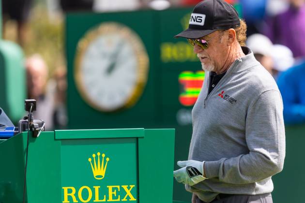 29th July 2023; Royal Porthcawl, Porthcawl, Bridgend, Wales: Senior Open Championship, Round 3; Spain& x2019;s Miguel Angel JIMENEZ is ready to tee off.  ActionPlus12536844 DanxMinto