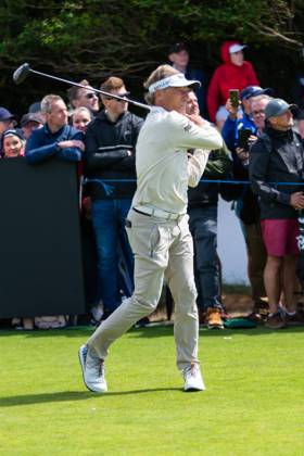 29th July 2023; Royal Porthcawl, Porthcawl, Bridgend, Wales: Senior Open Championship, Round 3; Germany& x2019;s Bernhard LANGER drives the first tee.  ActionPlus12536846 DanxMinto