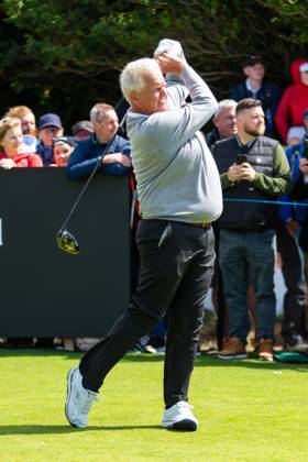 29th July 2023; Royal Porthcawl, Porthcawl, Bridgend, Wales: Senior Open Championship, Round 3; Scotland& x2019;s Colin MONTGOMERIE tees off at the first.  ActionPlus12536847 DanxMinto