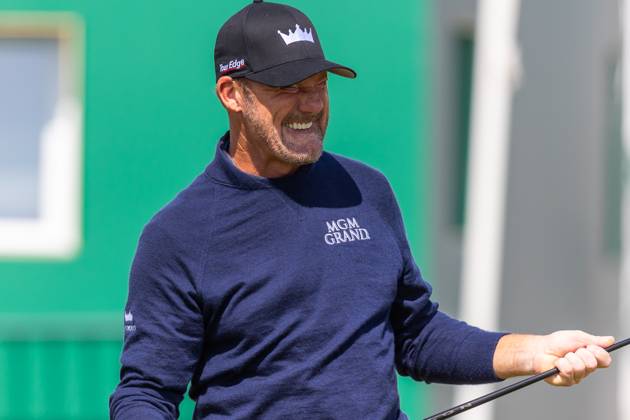 29th July 2023; Royal Porthcawl, Porthcawl, Bridgend, Wales: Senior Open Championship, Round 3; Germany& x2019;s Alex CEJKA gets in the mood at the practice ground.  ActionPlus12537112 DanxMinto