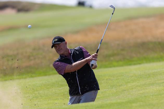 29th July 2023; Royal Porthcawl, Porthcawl, Bridgend, Wales: Senior Open Championship, Round 3; Sweden& x2019;s Joakim HAEGGMAN plays out of a bunker.  ActionPlus12537114 DanxMinto